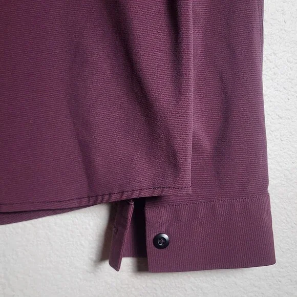Lululemon Shirt Mens Large Purple Stripe Long Sleeve Button Up Stretch Casual - Picture 2 of 8